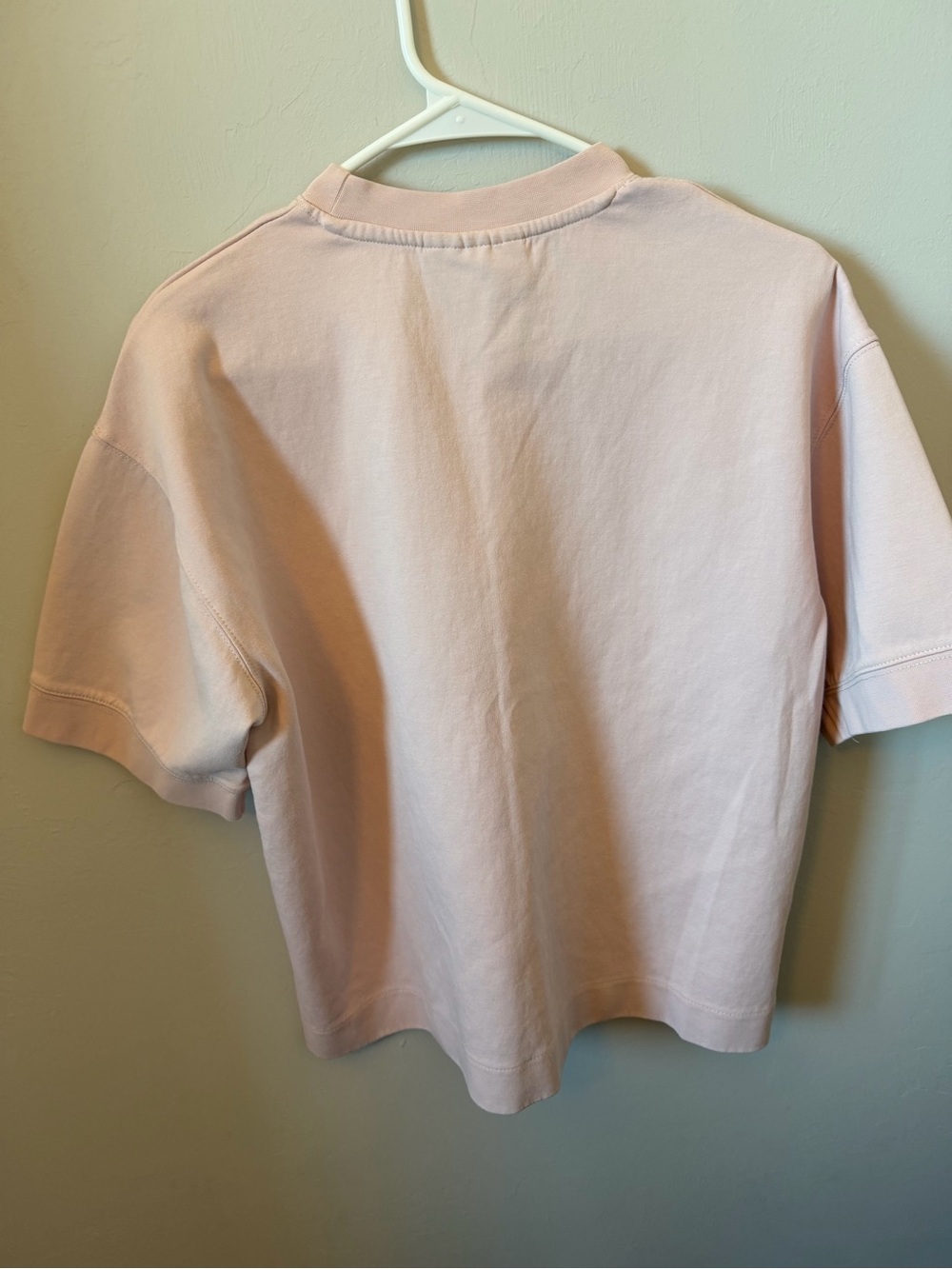 Cropped Crewneck Heavy Polyester/Spandex Tee in Pale Pink - Picture 4 of 4